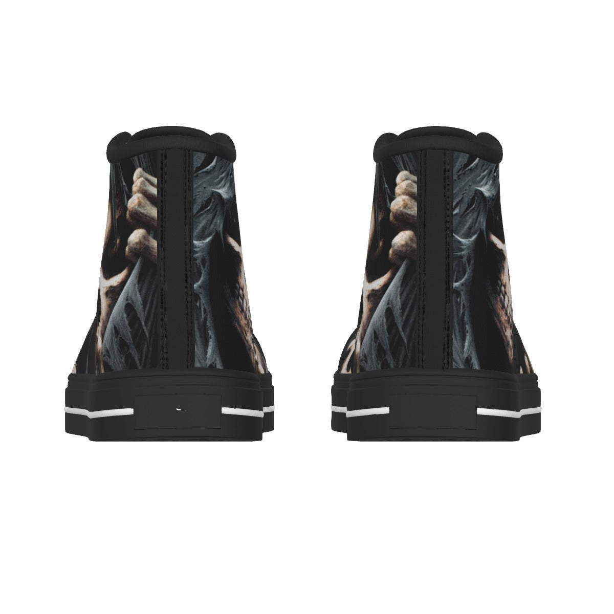 Grim reaper skeleton Women's Black Sole Canvas Shoes