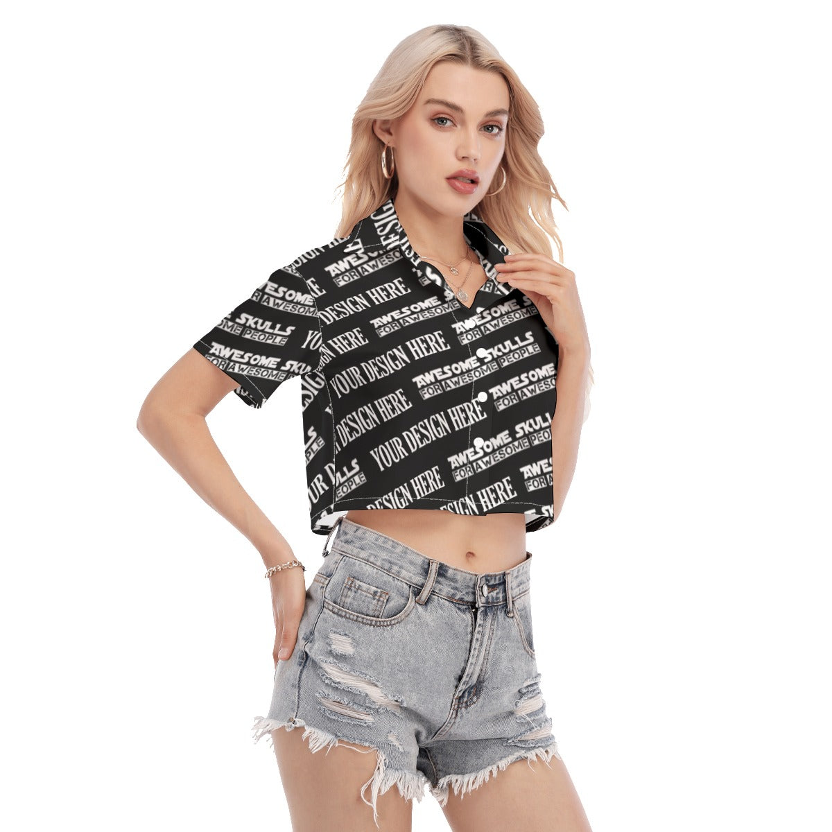 Custom print on demand pod Women's Shirts Cropped Shirt