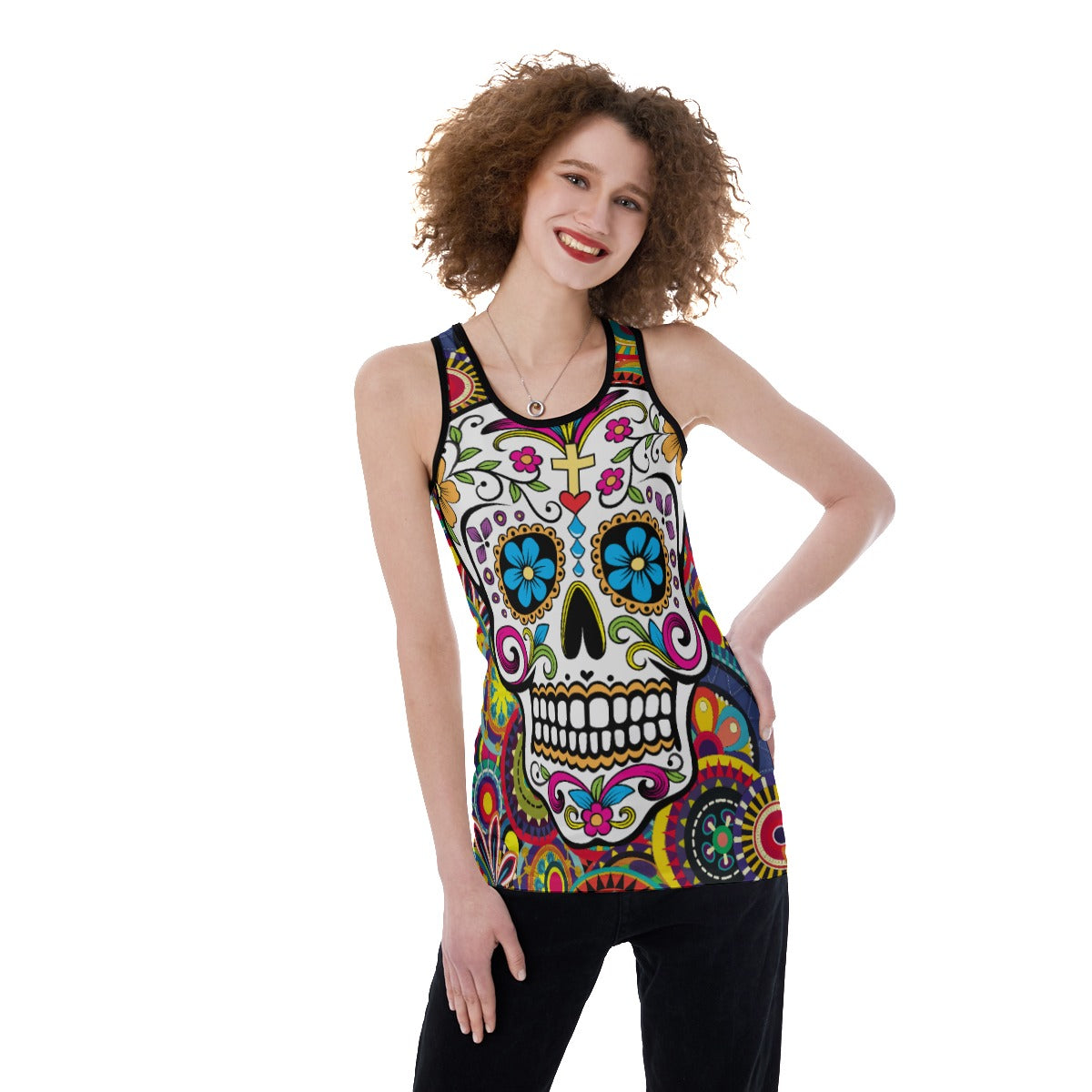 Calaveras sugar skull Women's Back Hollow Tank Top