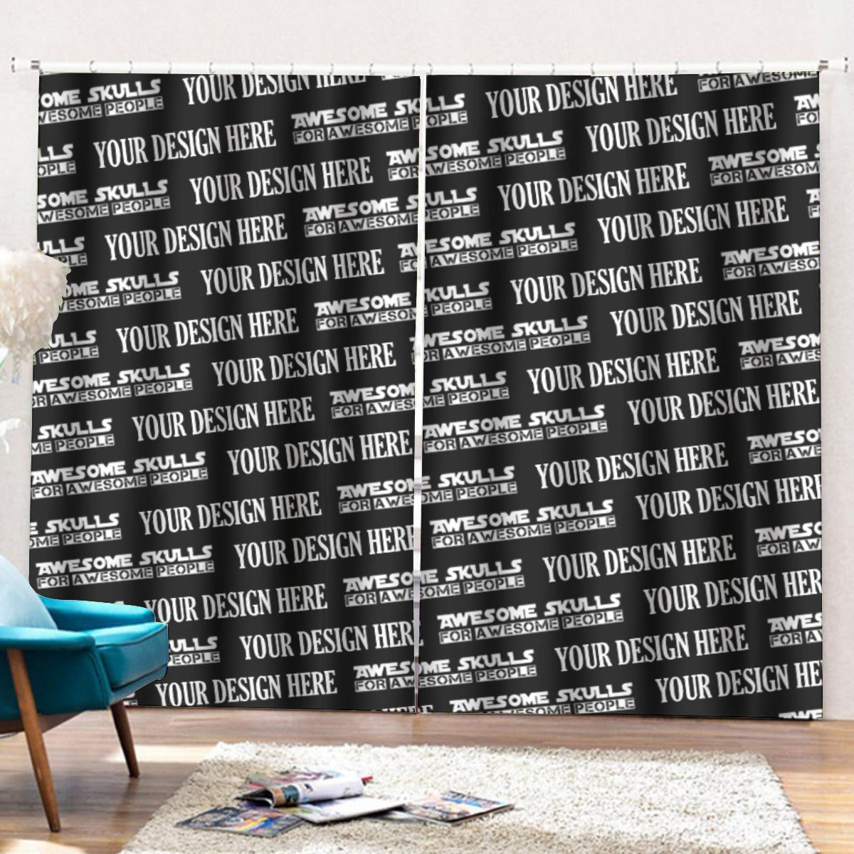 Custom Print on demand POD Curtains with Hooks