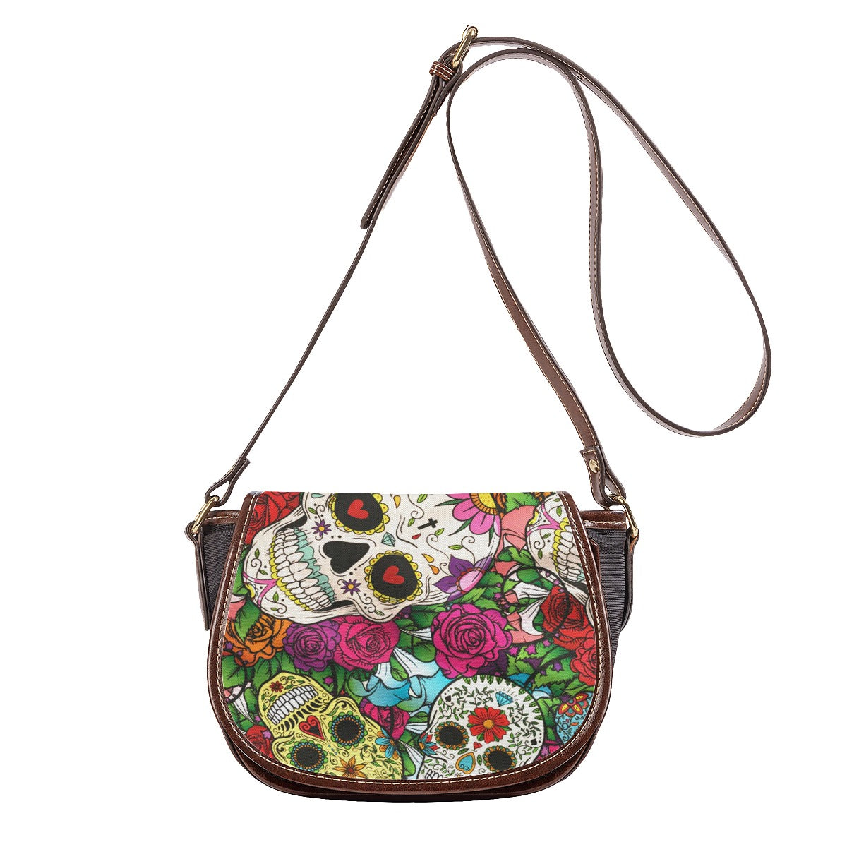 Sugar skull Tambourin Bag, Day of the dead skeleton bag, skull shoulder bag