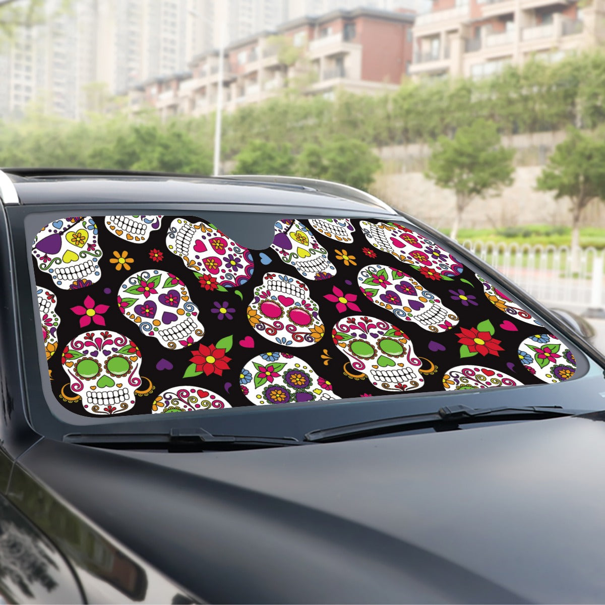 Day of the dead claveras skull Windshield Sunshade