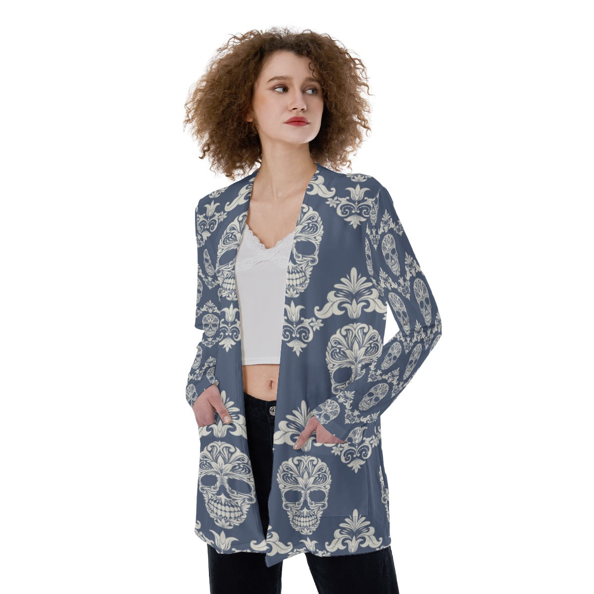 All-Over Print Women's Patch Pocket Cardigan