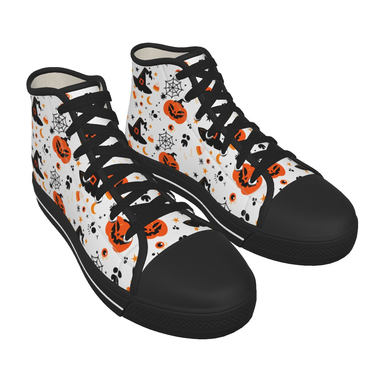 Halloween Pumpkin gothic Women's Black Sole Canvas Shoes, Halloween women's shoes