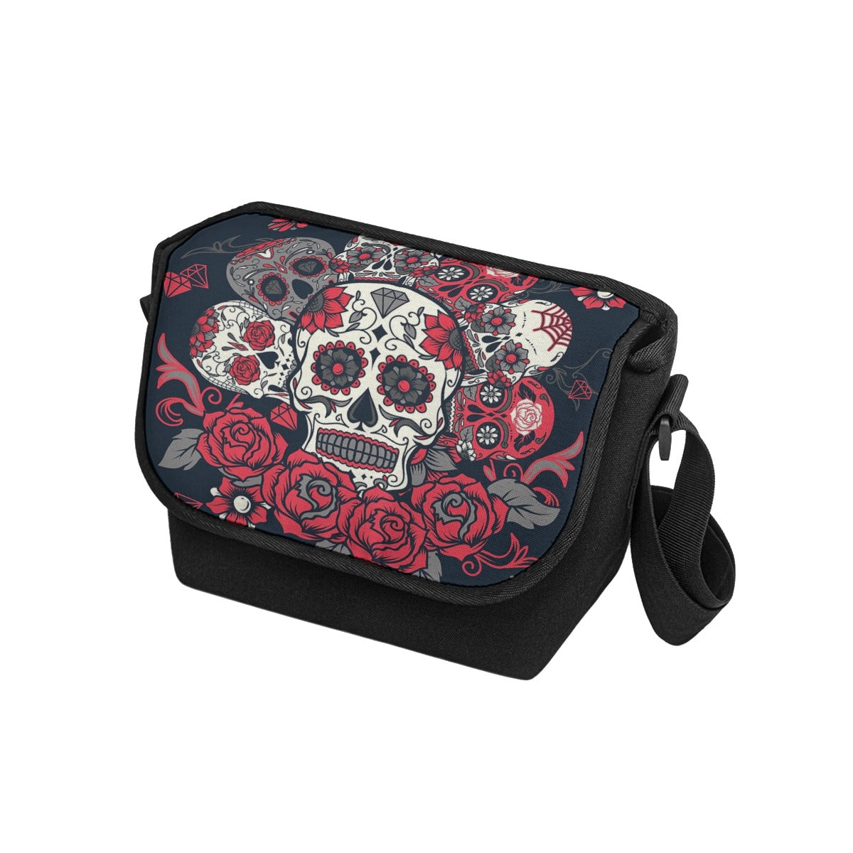 Day of the dead Gothic Mexican skull Messenger Bags, Halloween sugar skull floral messenger bag