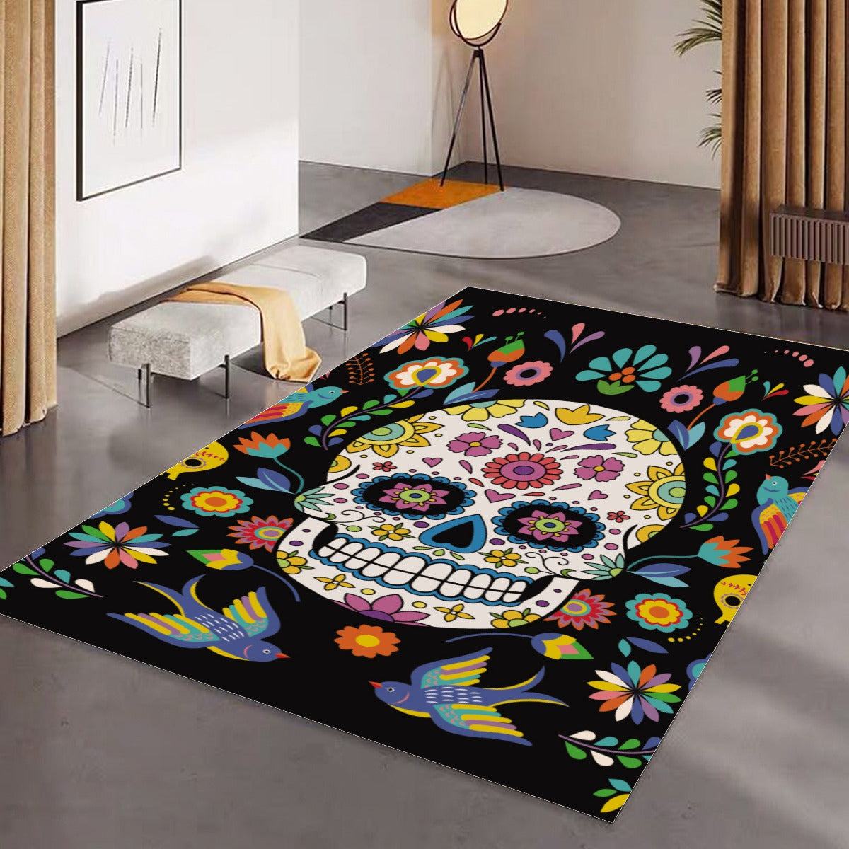 Day of the dead Halloween sugar skulls Calaveras Foldable Rectangular Floor Mat