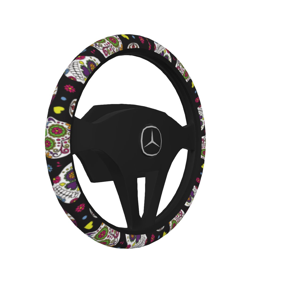 Sugar skull day of the dead Steering Wheel Cover