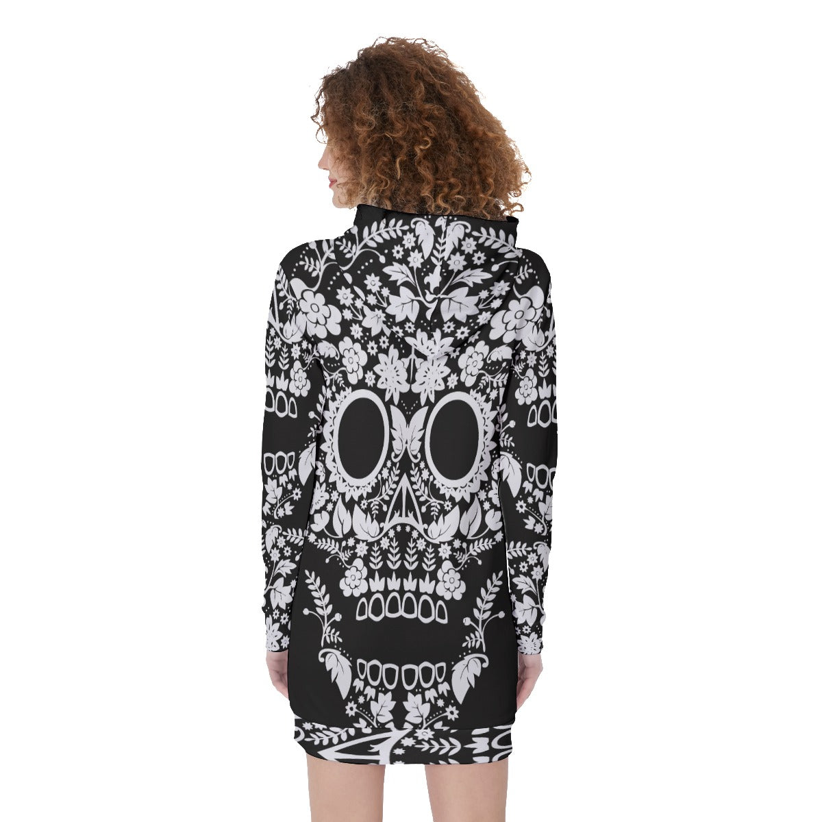 Floral skull pattern  Women's Long Hoodie