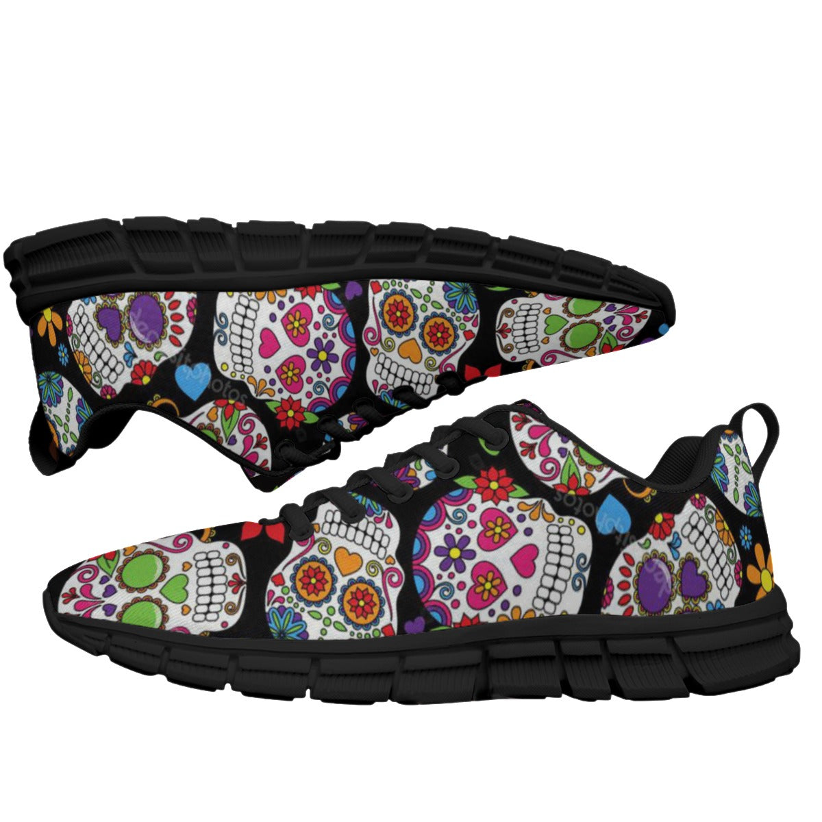 Sugar skull Day of the dead Women's Sports Shoes, Dia de los muertos skull skeleton shoes sneakers