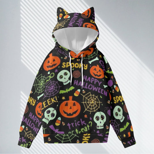 Halloween Women’s Hoodie With Decorative Ears, Halloween costumes, Gothic Pumpking hoodie