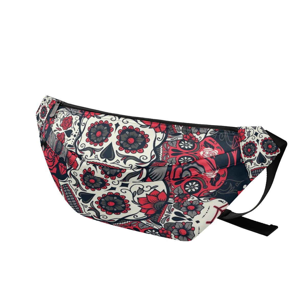 Sugar skull Day of the dead Large Fanny Bag, Gothic Mexican calaveras skull waist bag purse