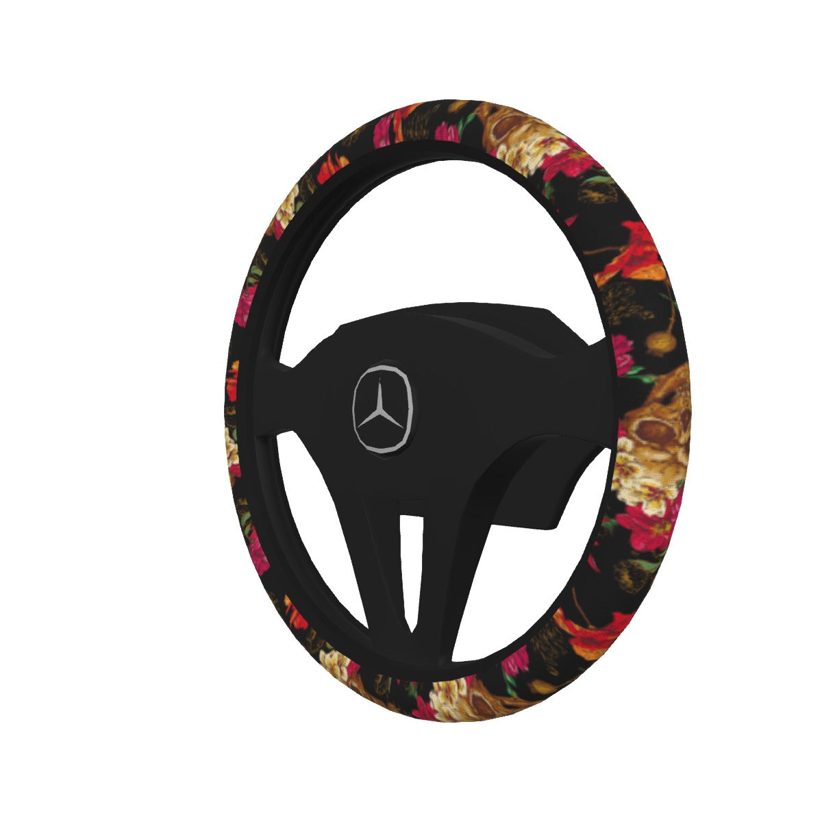 Floral skull Steering Wheel Cover