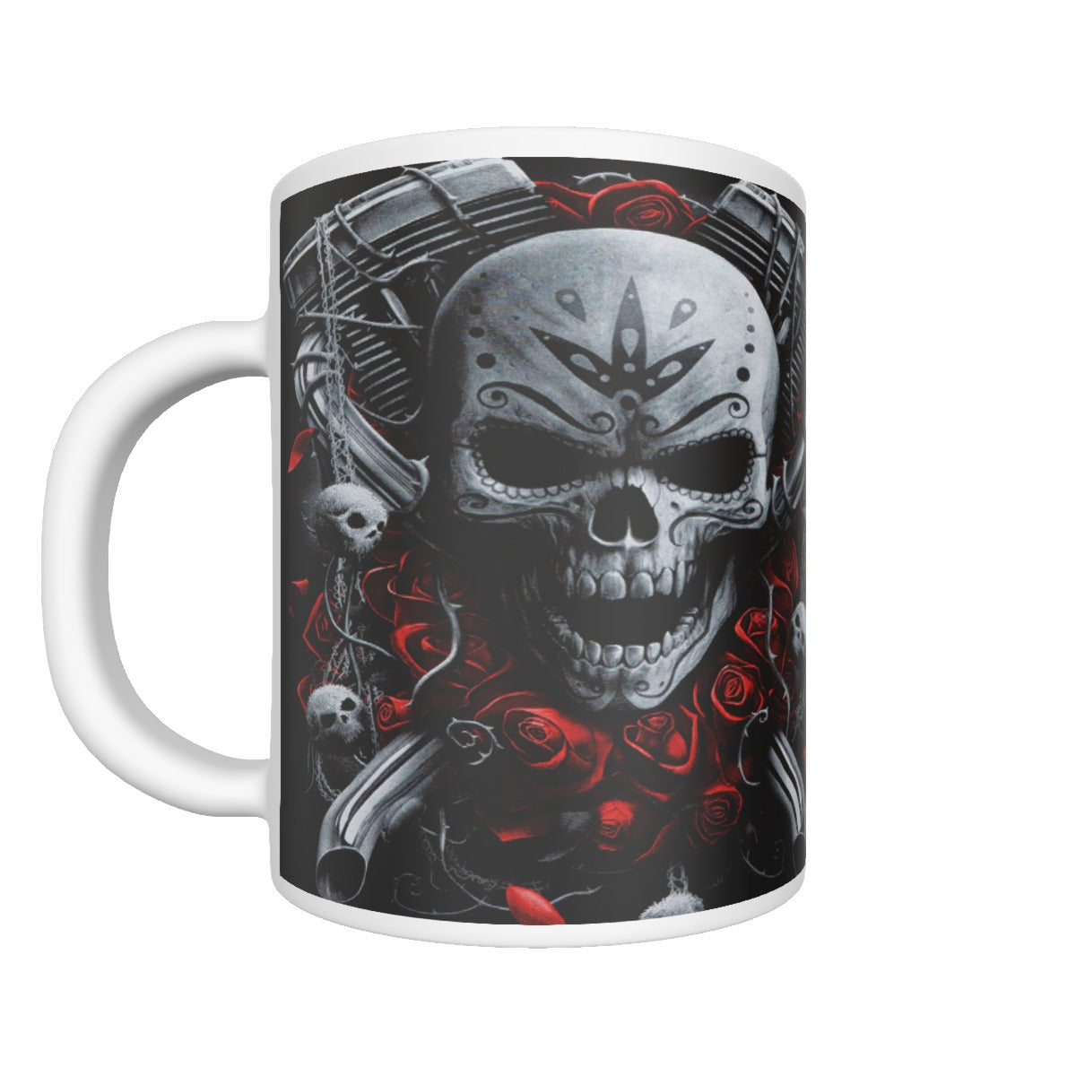 Skull Motorcycle Ceramics mug, Skull biker tumbler mug