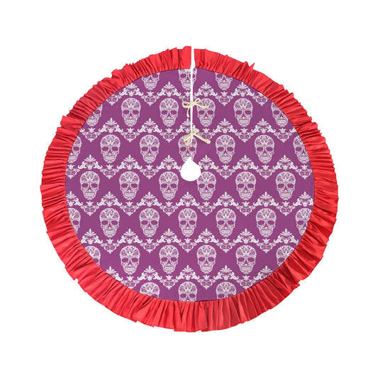 Sugar skull pattern Day of the dead Red Christmas Tree Skirt