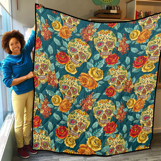 Day of the dead sugar skull Household Lightweight & Breathable Quilt