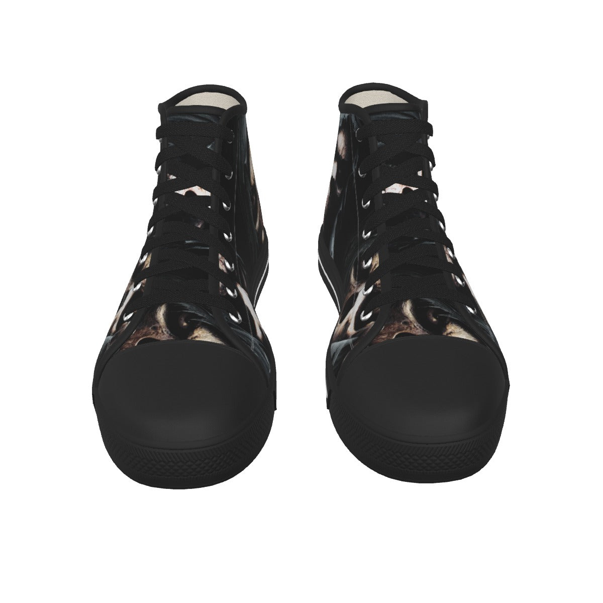 Grim reaper skeleton Women's Black Sole Canvas Shoes