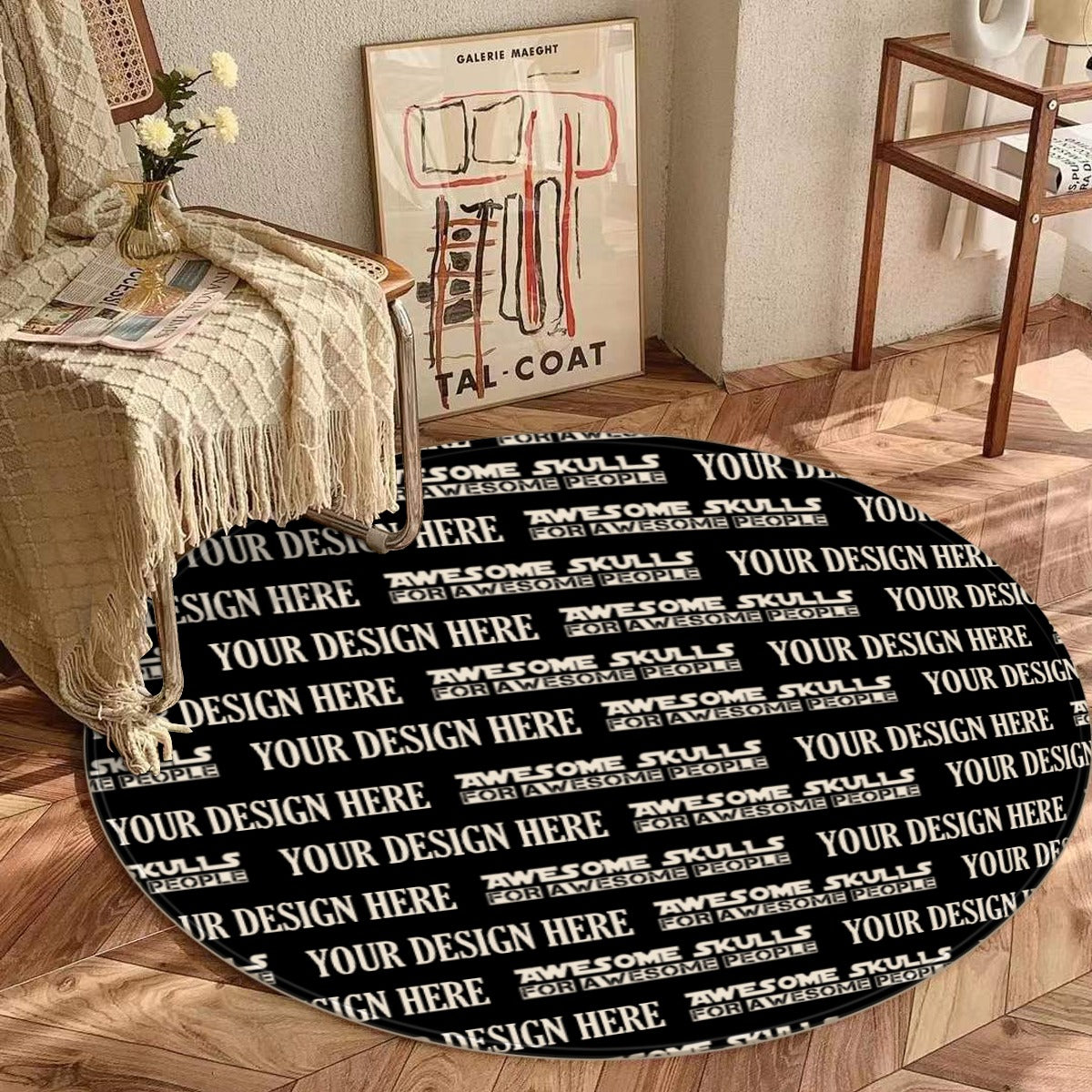 Custom Print on demand POD Foldable round mat