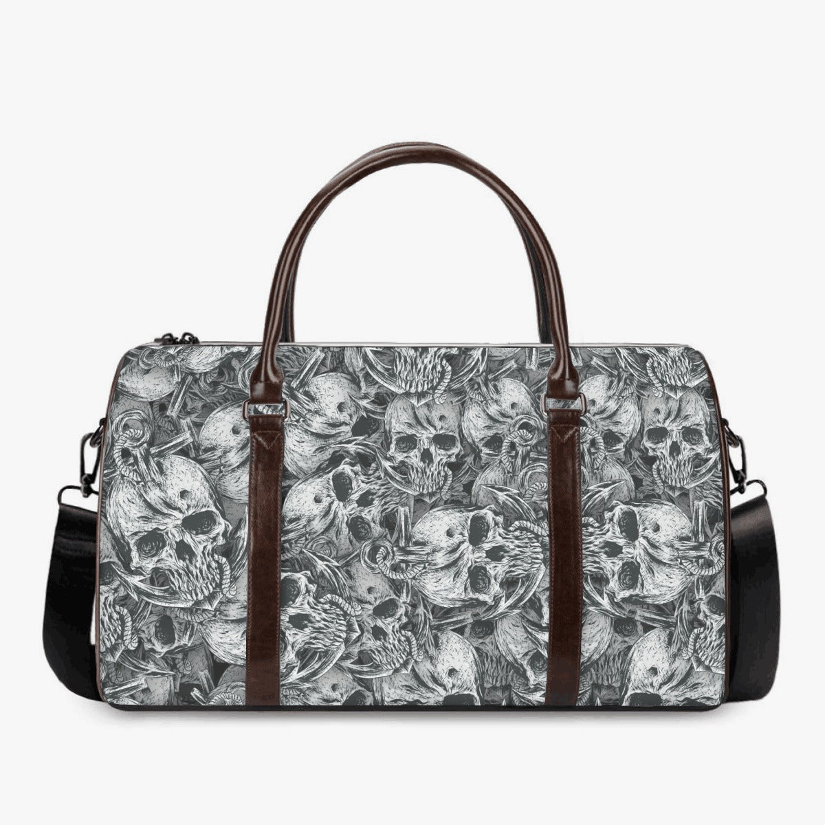 Biker skull handbag, goth Carry On Bag, biker skull Canvas Weekend Travel Bag, flame skull handbag, horror monogrammed bag