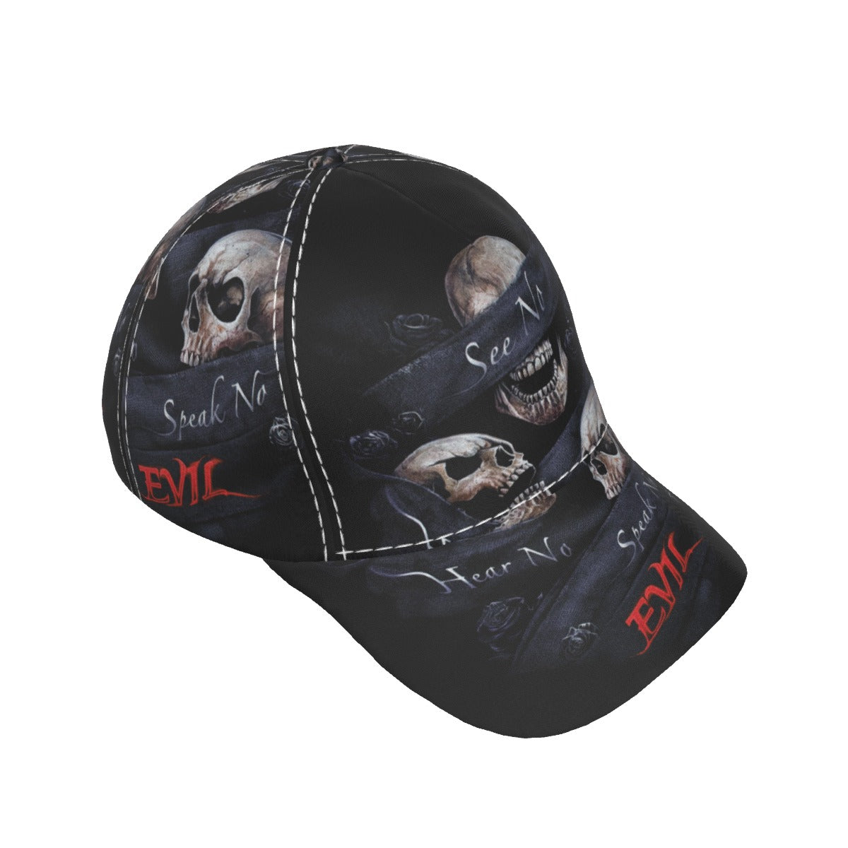 No see no hear no speak skull evils Peaked Cap