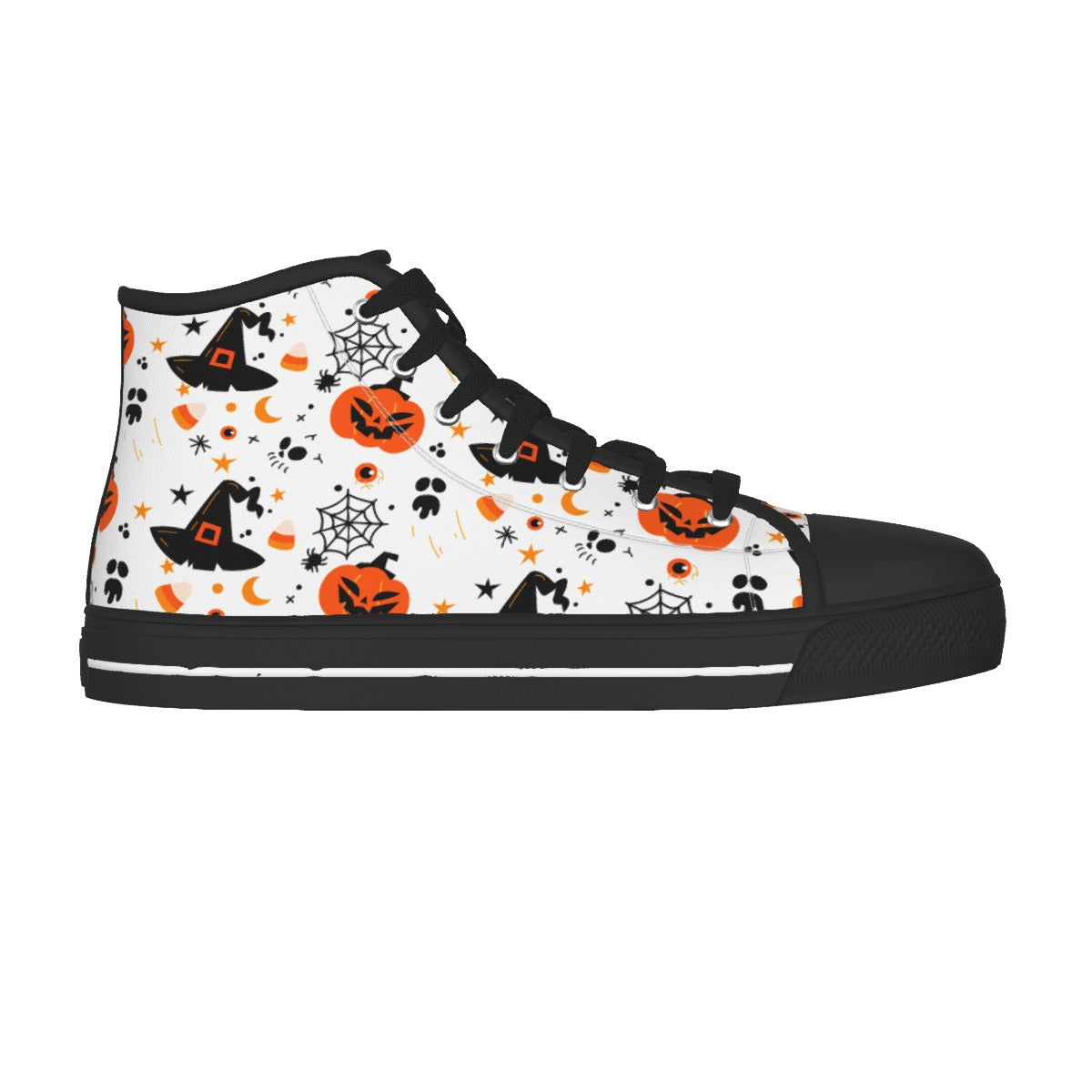 Halloween Pumpkin gothic Women's Black Sole Canvas Shoes, Halloween women's shoes