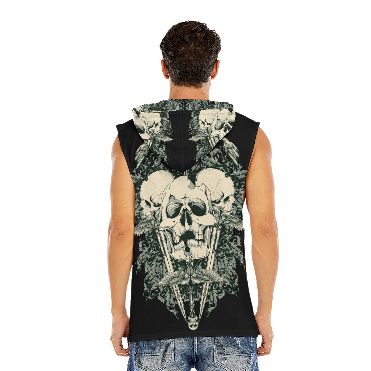 Grim reaper skull gothic Men’s Hooded Tank Top