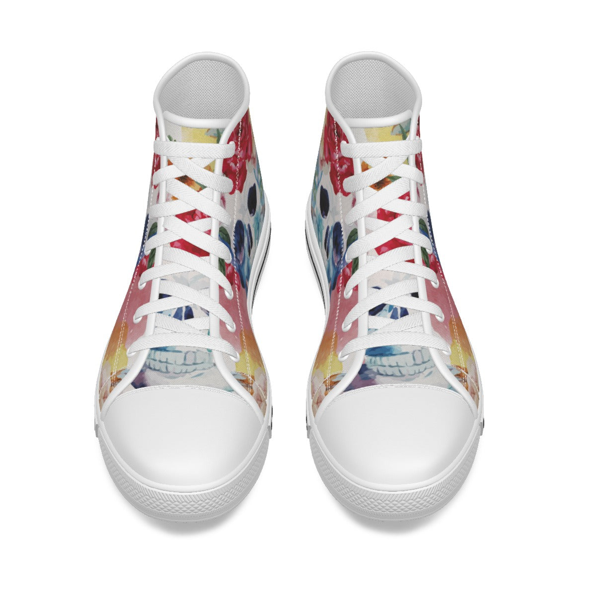 Floral sugar skull Women's Canvas Shoes, sugar skull Day of the dead high top shoes
