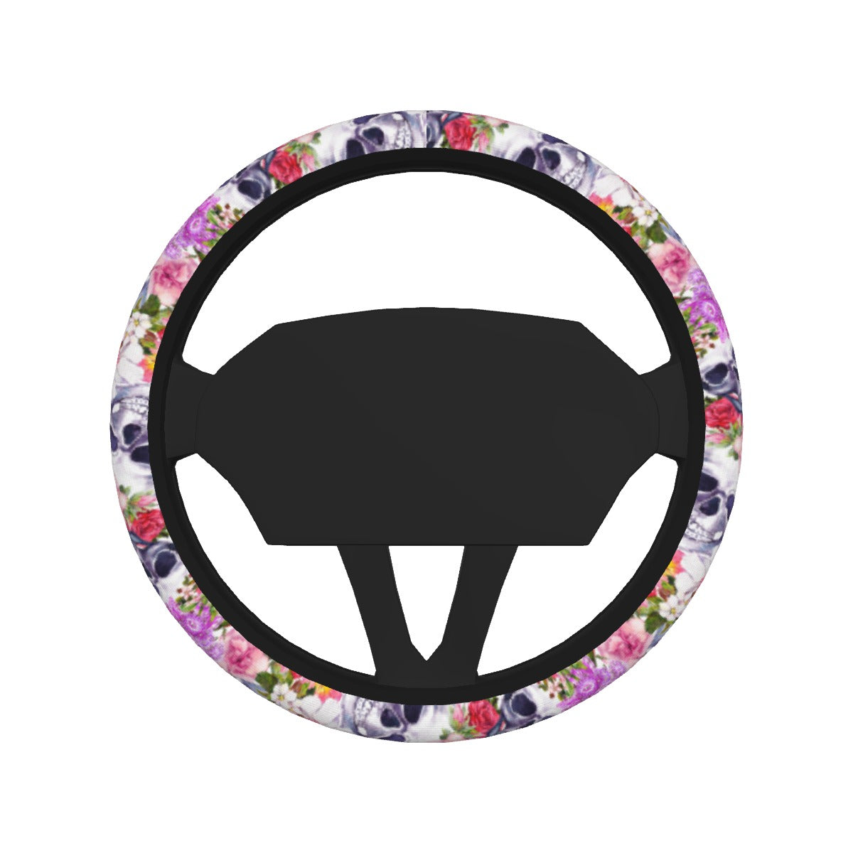 Floral skull Steering Wheel Cover, Skeleton floral gothic skull steering wheel cover