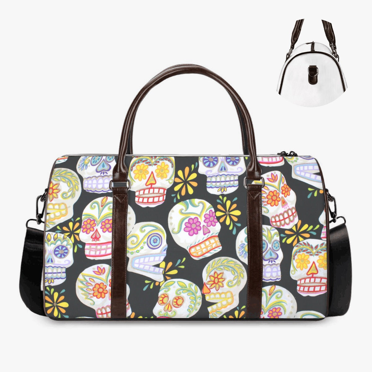 Day of the dead duffel bag, floral sugar skull Hospital Bag, cinco de mayo skull shoulder bag, floral skull Vacation Holidays Travel Bag