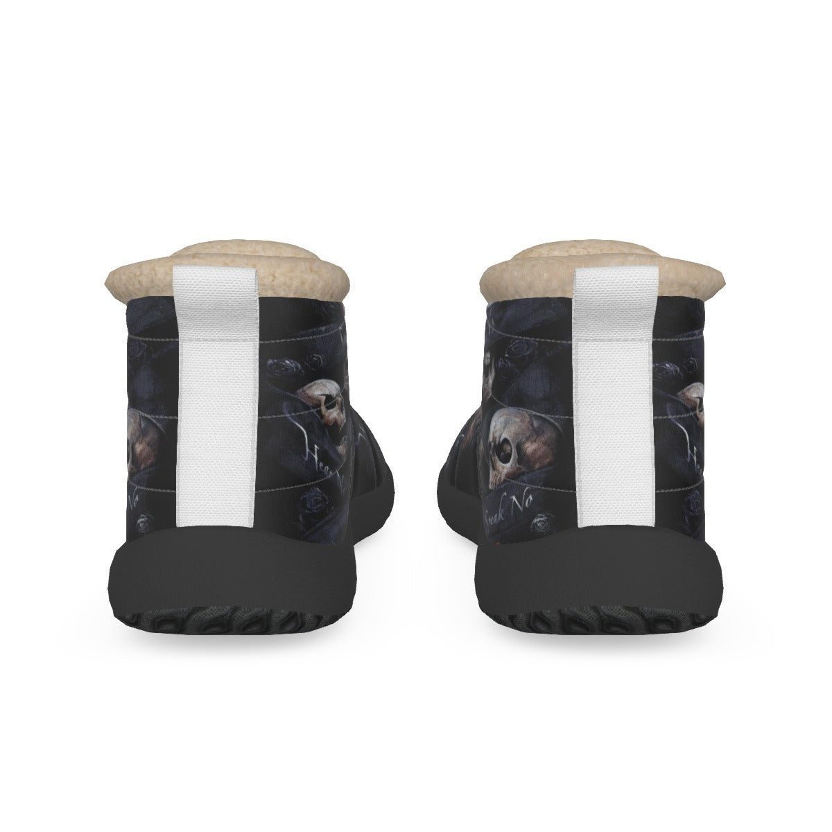 No see no hear no speak evils Women's Plush Boots, skull boots, grim reaper boots