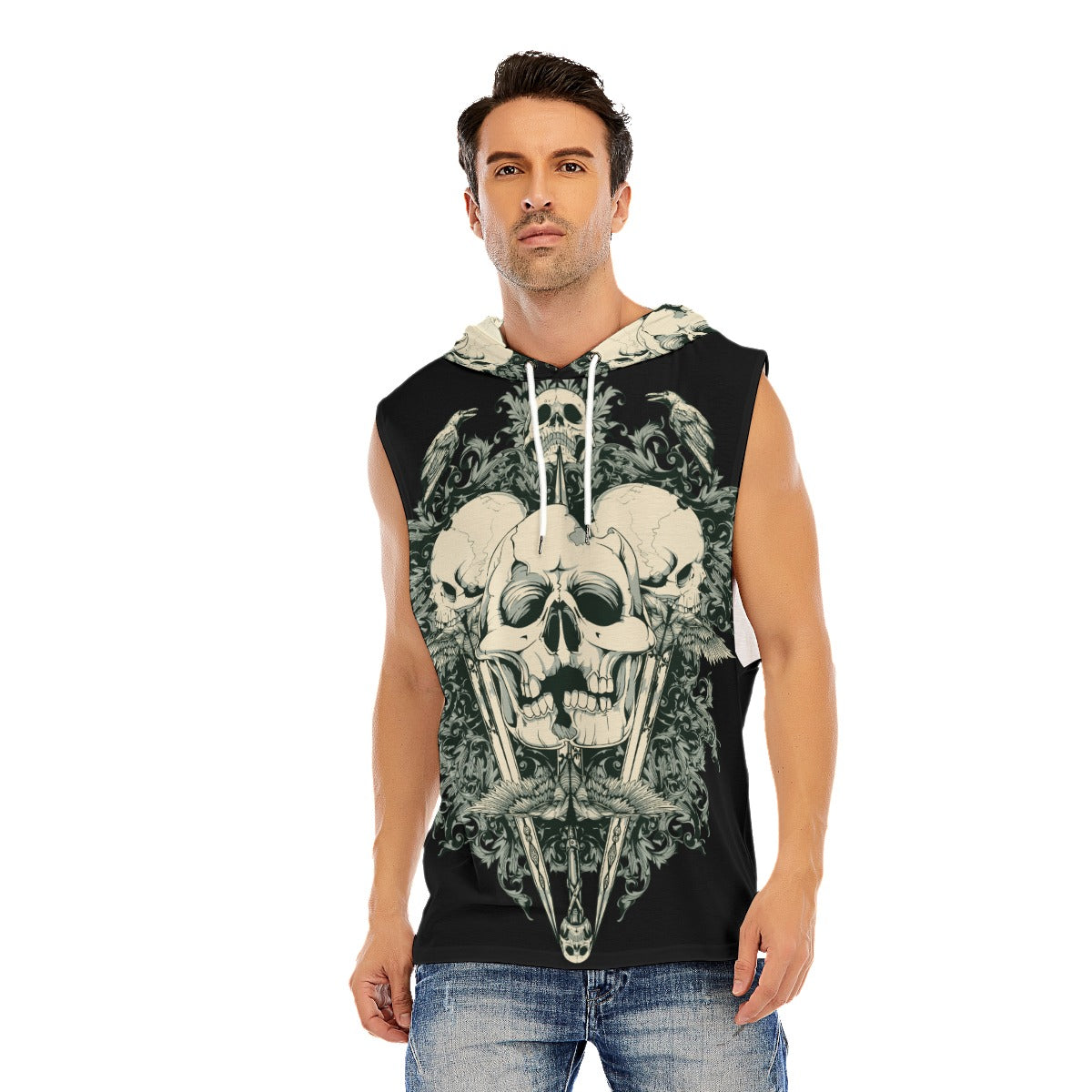 Grim reaper skull gothic Men’s Hooded Tank Top