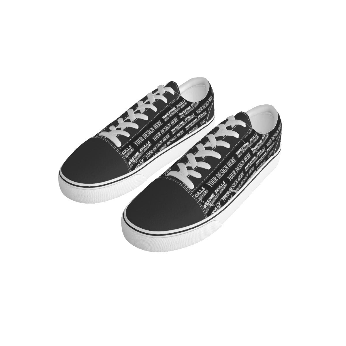 Custom Print on demand POD Women's Leather stitching canvas shoes