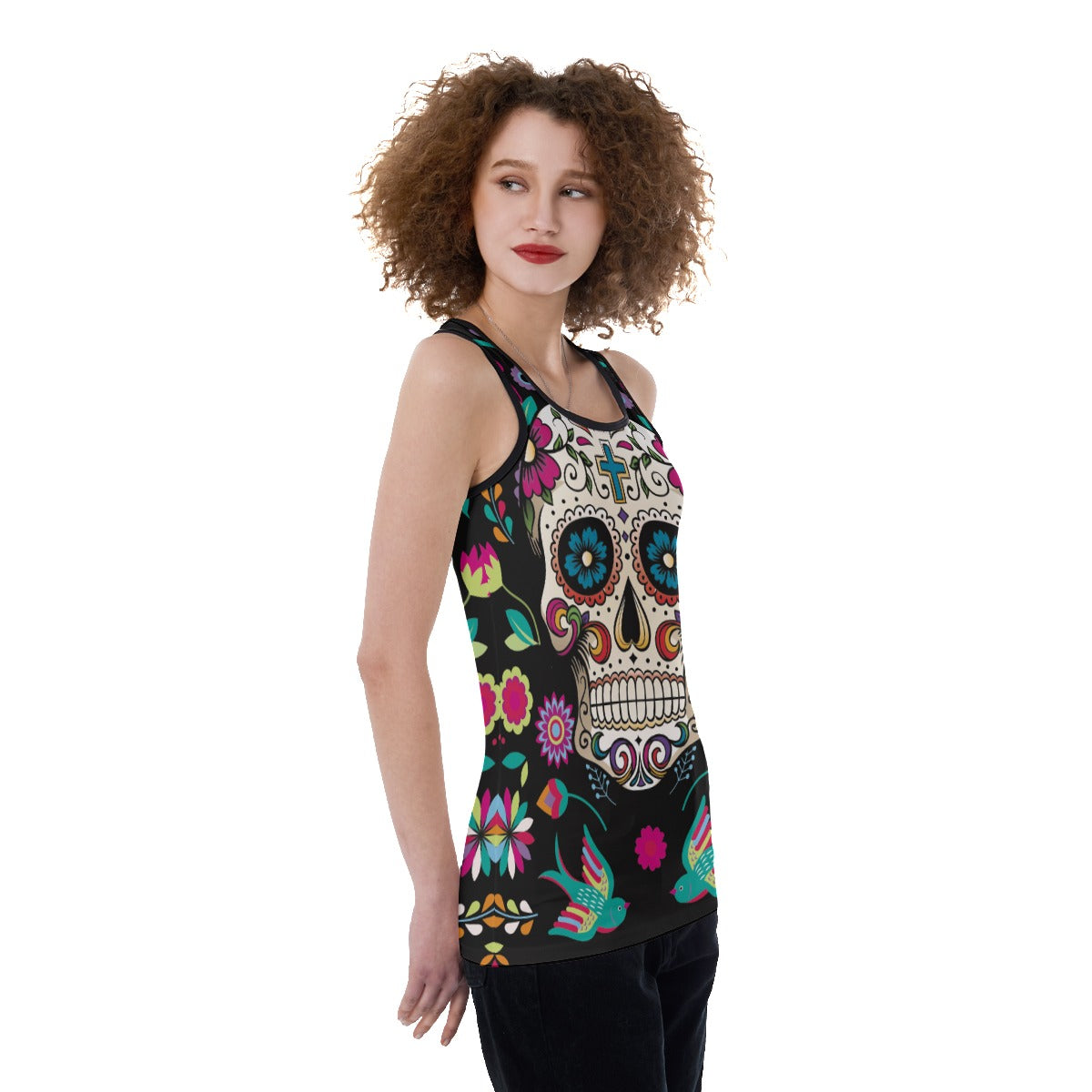 Sugar skull cinco de mayo Women's Back Hollow Tank Top