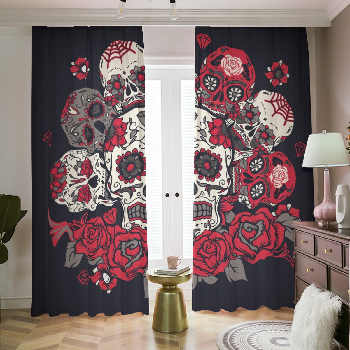 Sugar skull pattern Blackout Curtains | 265(gsm)