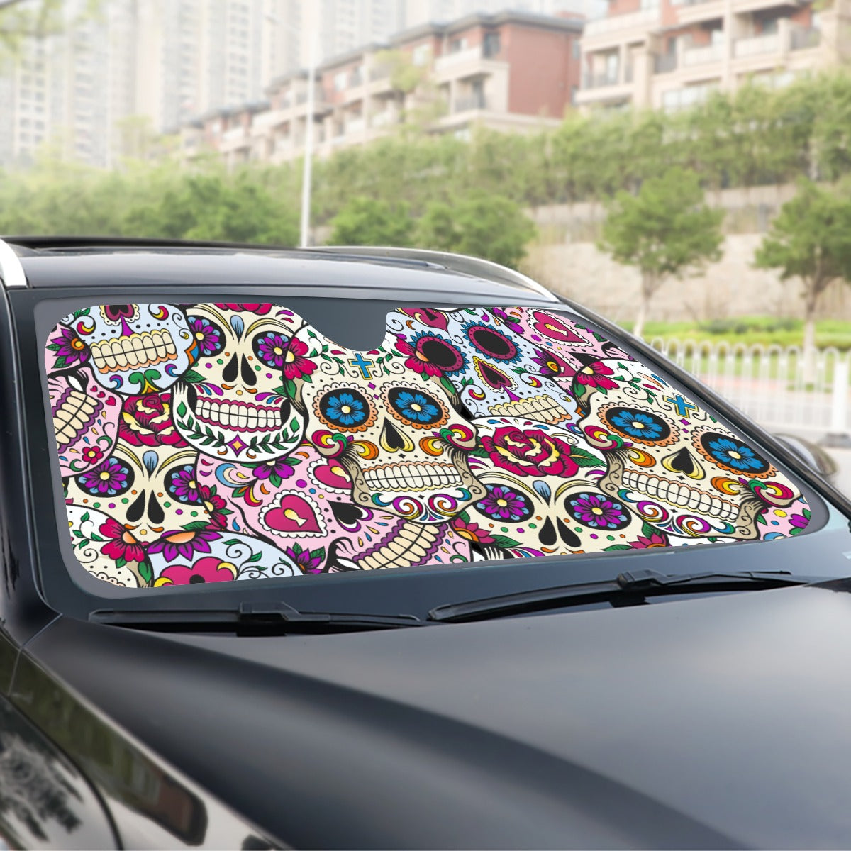 Day of the dead sugar skull Windshield Sunshade