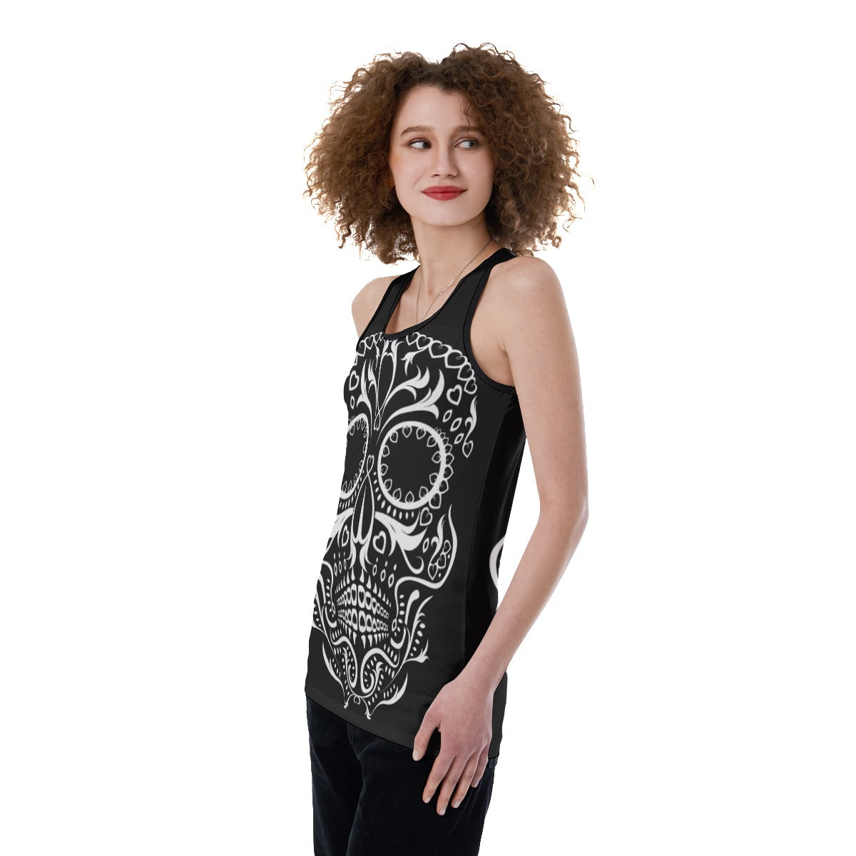 Candy sugar skull Women's Back Hollow Tank Top