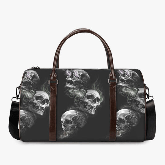 Punisher skull handbag, rose skull weekender bags, floral skull handbag, horror Carry On Bag, skeleton large travel bag