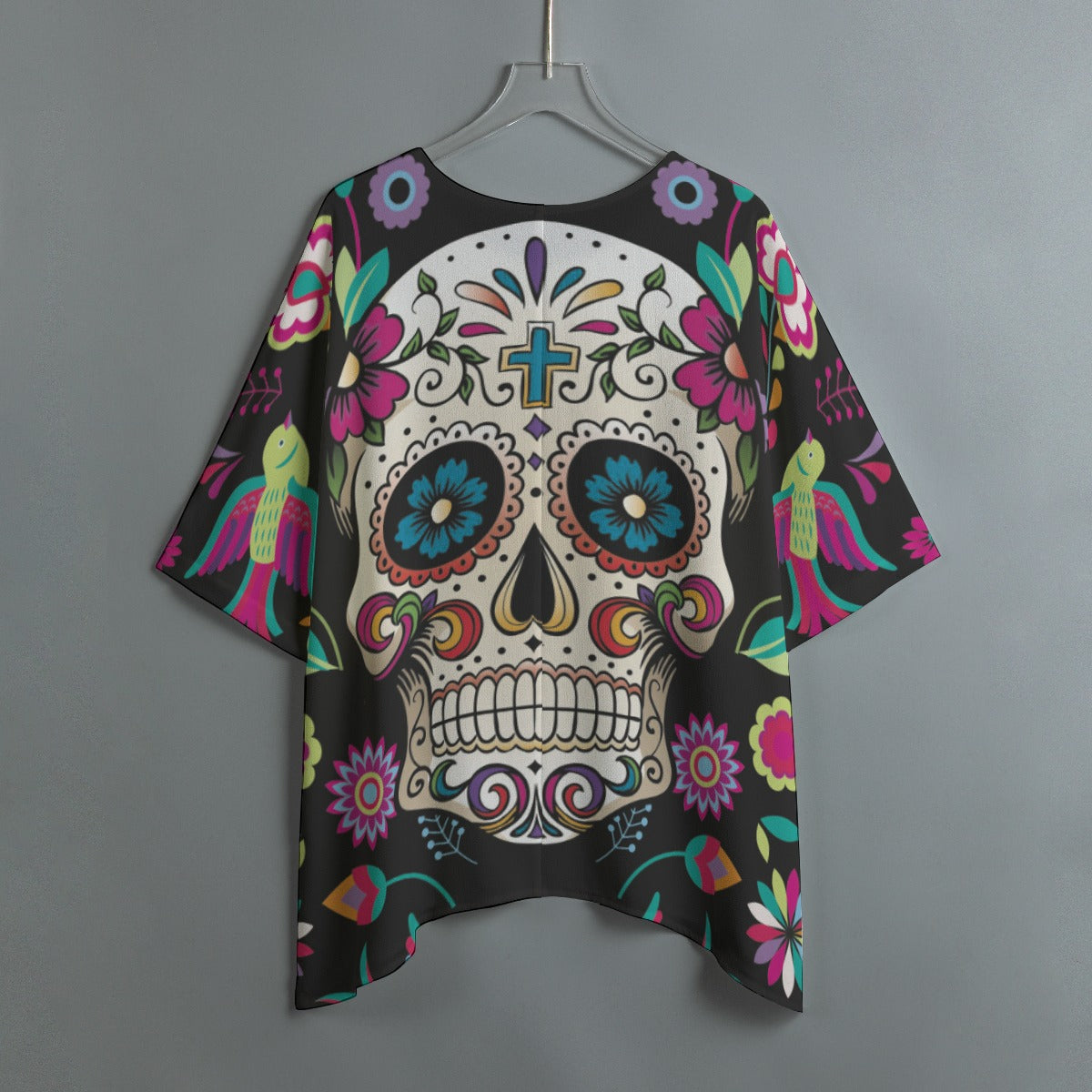 Sugar skull Day of the dead Women's Bat Sleeve Shirt, Mexican skull shirt