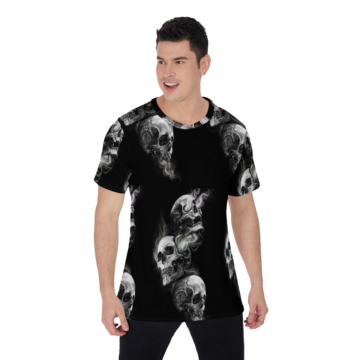 Gothic skull flaming skeleton Men's O-Neck T-Shirt