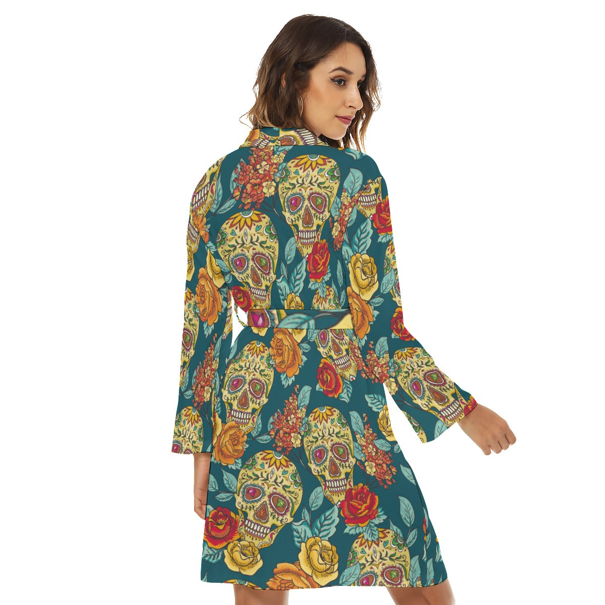 Day of the dead sugar skull Women's Robe