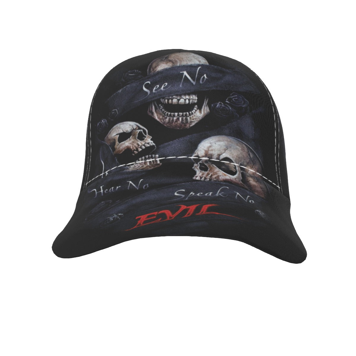 No see no hear no speak skull evils Peaked Cap