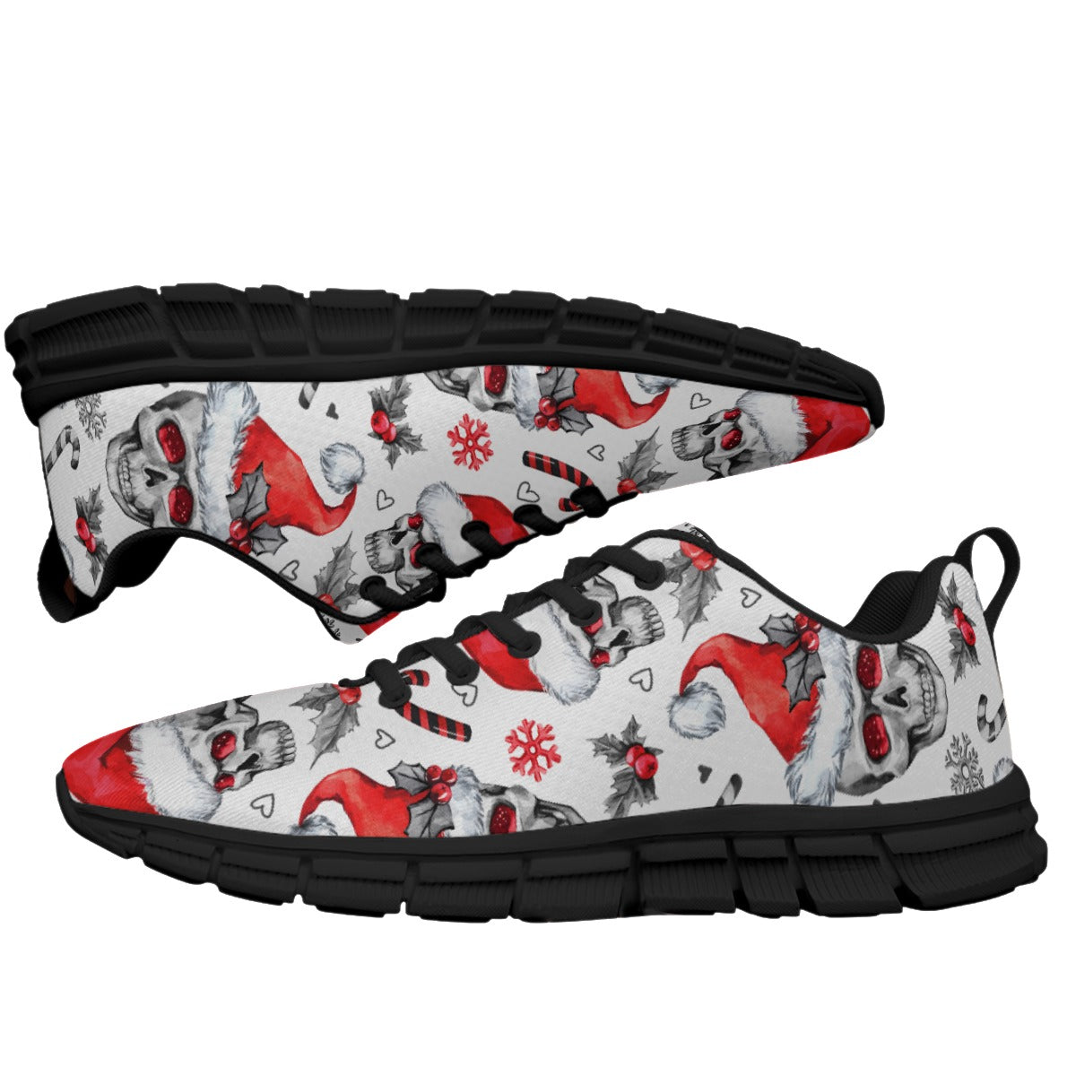 Christmas skull Men's Sports Shoes, Santa claus gothic skull shoes, Skeleton skull sneakers