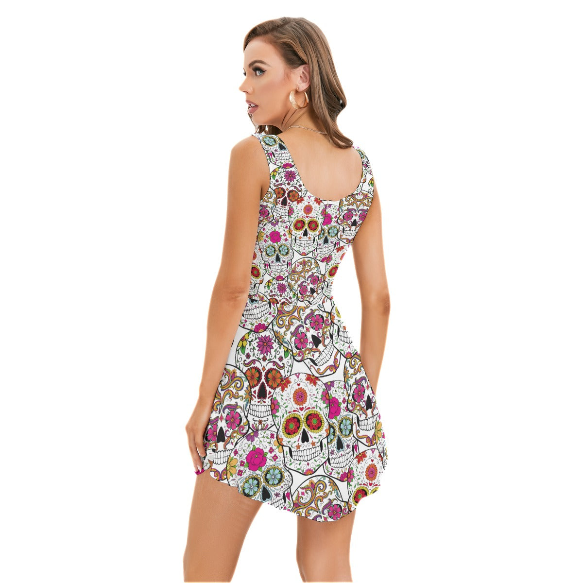 Sugar skull All-Over Print Women's Vest Dress
