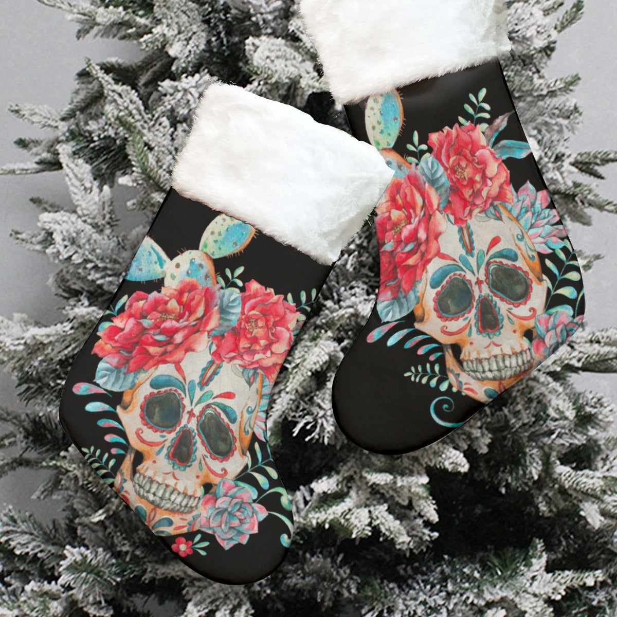 Floral skull All-Over Print Christmas Socks