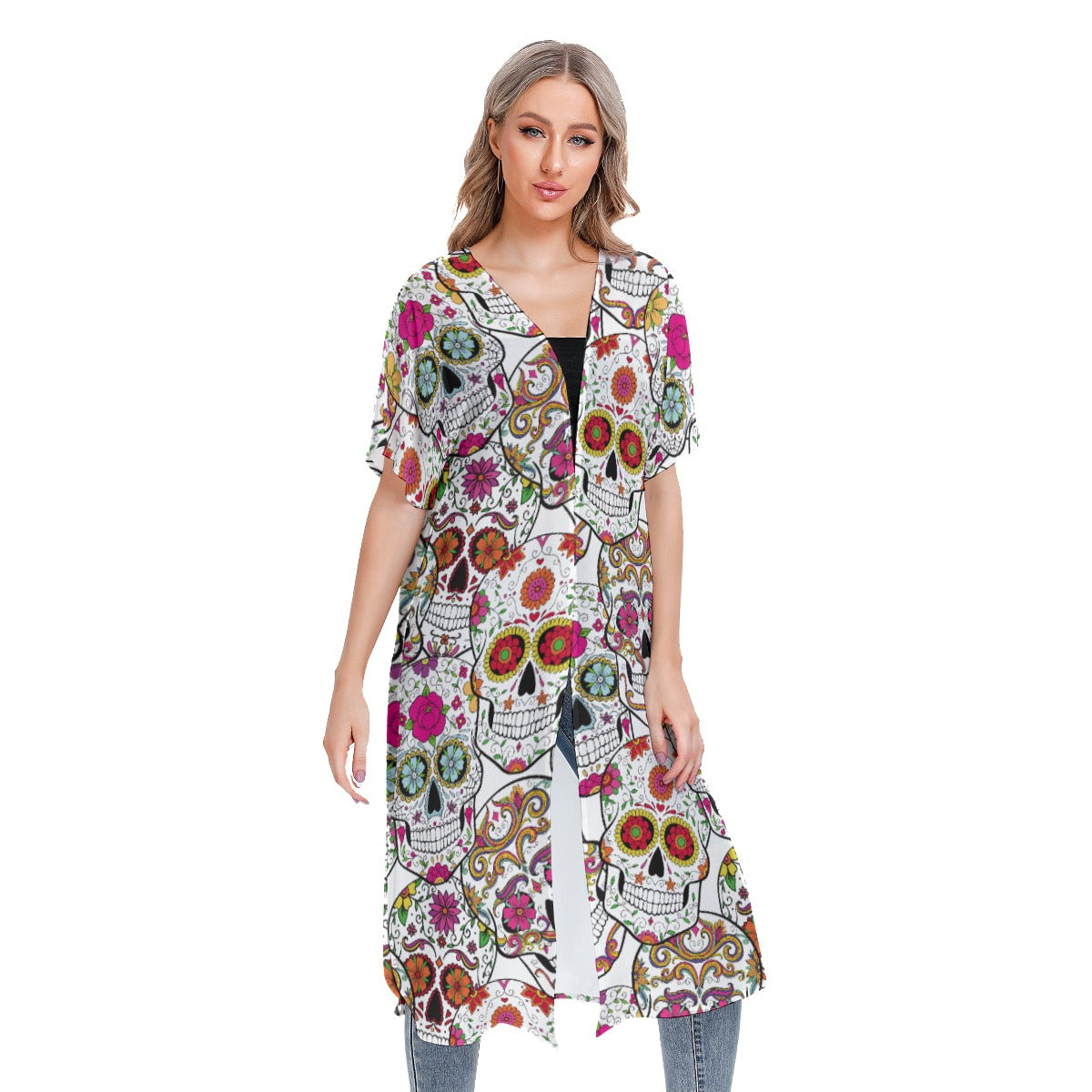 All-Over Print Women's Short Sleeve Cardigan