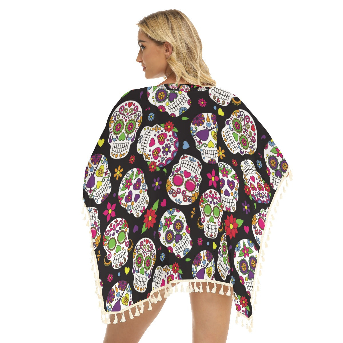 Day of the dead Women's Square Fringed Shawl