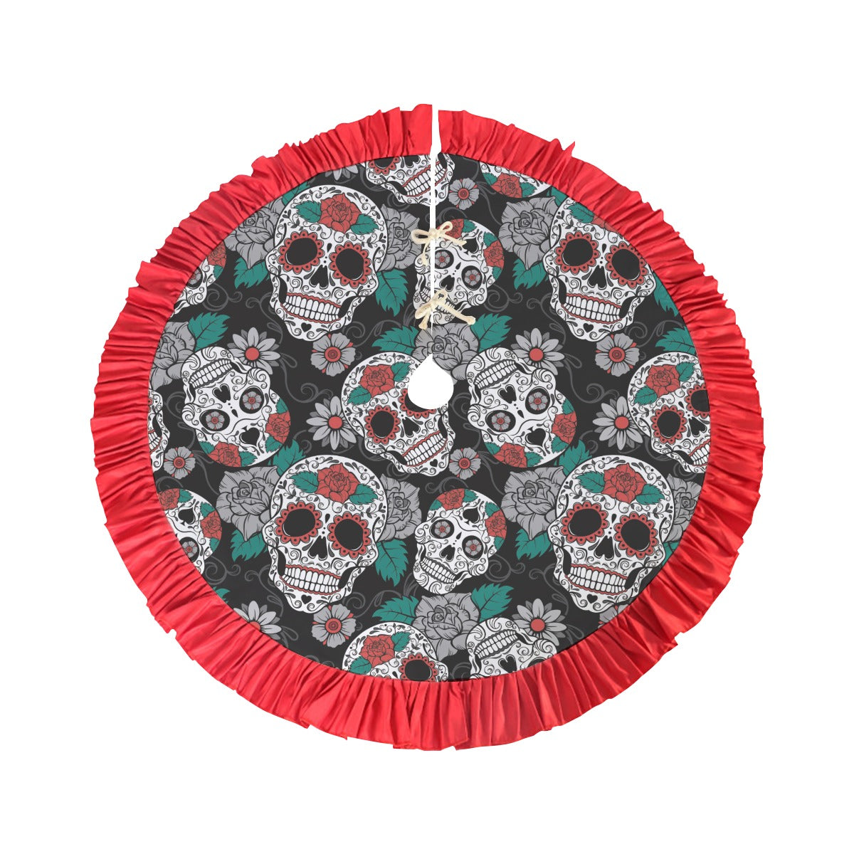 Dia de los muertos sugar skull Red Christmas Tree Skirt