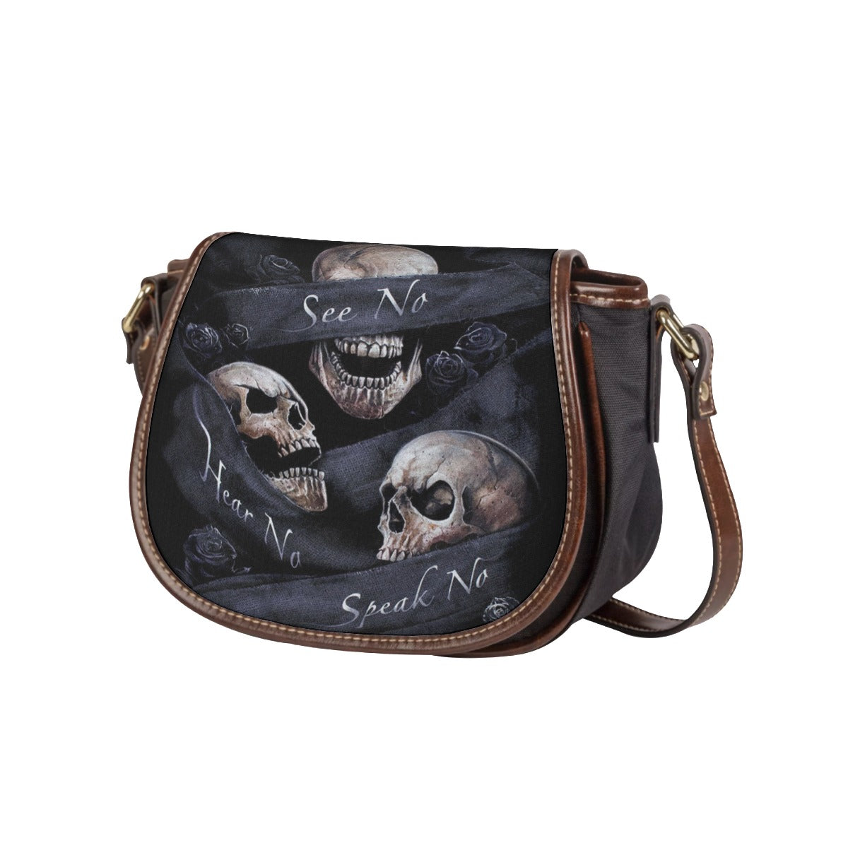 No see no hear no speak evils Tambourin Bag, skull skeleton evils bag purse shoulder bag