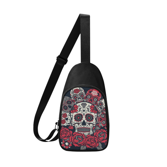 Sugar skull Chest Bags, Day of the dead Halloween skeleton gothic chest bag purse wallet