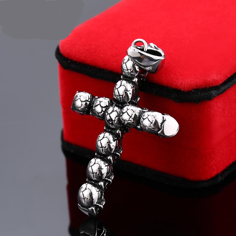 Steel soldier men punk cross skull gather pendant necklace stainless steel steel men jewelry