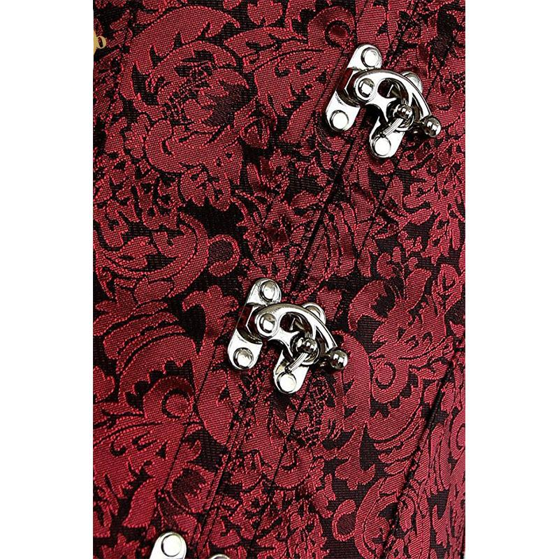 Steampunk Corset and Bustier Red Brocade Sexy Cupless Vest Corset Gothic Waist Corsets Steel Boned Cosplay Clothing